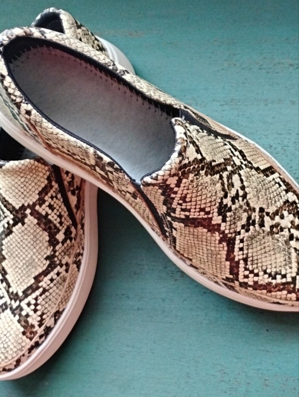 Vionic Beige and Brown Snake-Print Slip-On Sneakers